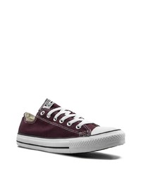 dunkelrote Segeltuch niedrige Sneakers von Converse