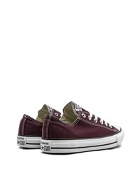 dunkelrote Segeltuch niedrige Sneakers von Converse