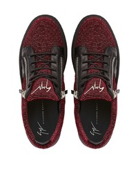 dunkelrote Segeltuch niedrige Sneakers von Giuseppe Zanotti