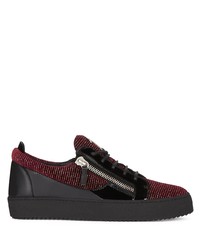 dunkelrote Segeltuch niedrige Sneakers von Giuseppe Zanotti