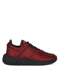 dunkelrote Segeltuch niedrige Sneakers von Giuseppe Zanotti