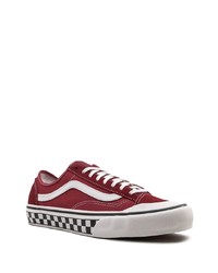 dunkelrote Segeltuch niedrige Sneakers von Vans