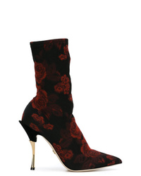 dunkelrote Segeltuch Stiefeletten von Dolce & Gabbana