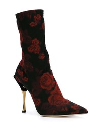 dunkelrote Segeltuch Stiefeletten von Dolce & Gabbana