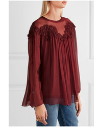 dunkelrote Seide Bluse von Chloé