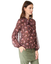 dunkelrote Seide Bluse von Ulla Johnson