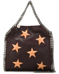 dunkelrote Shopper Tasche aus Leder mit Sternenmuster von Stella McCartney