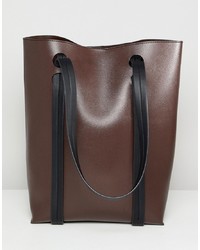dunkelrote Shopper Tasche aus Leder von ASOS DESIGN