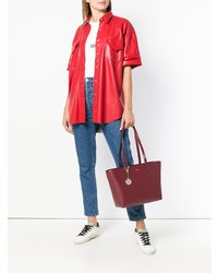 dunkelrote Shopper Tasche aus Leder von DKNY