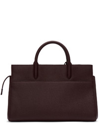 dunkelrote Shopper Tasche aus Leder von Saint Laurent