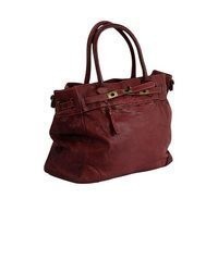 dunkelrote Shopper Tasche aus Leder von BZNA