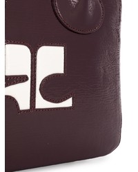 dunkelrote Shopper Tasche aus Leder von Courreges