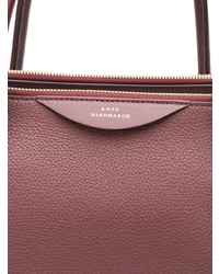 dunkelrote Shopper Tasche aus Leder von Anya Hindmarch