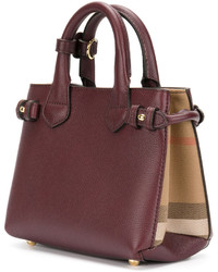 dunkelrote Shopper Tasche aus Leder von Burberry