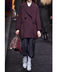 dunkelrote Shopper Tasche aus Leder von Fendi
