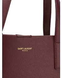 dunkelrote Shopper Tasche aus Leder von Saint Laurent