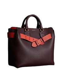 dunkelrote Shopper Tasche aus Leder von Burberry