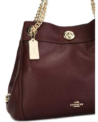 dunkelrote Shopper Tasche aus Leder von Coach