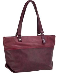 dunkelrote Shopper Tasche aus Leder von Zwei