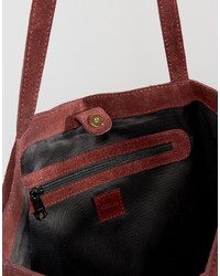 dunkelrote Shopper Tasche aus Wildleder von Asos