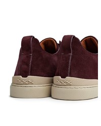 dunkelrote Slip-On Sneakers aus Wildleder von Ermenegildo Zegna