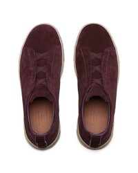 dunkelrote Slip-On Sneakers aus Wildleder von Ermenegildo Zegna