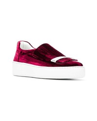 dunkelrote Slip-On Sneakers aus Wildleder von Sergio Rossi