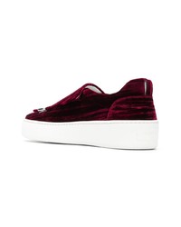 dunkelrote Slip-On Sneakers aus Wildleder von Sergio Rossi