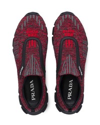 dunkelrote Slip-On Sneakers von Prada