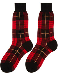 dunkelrote Socken mit Schottenmuster von Alexander McQueen