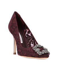 dunkelrote Spitze Pumps von Manolo Blahnik