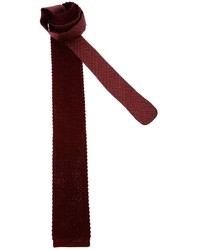 dunkelrote Strick Krawatte von Ermenegildo Zegna