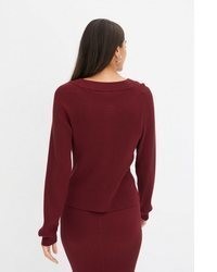 dunkelrote Strick Strickjacke von bonprix