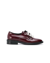 dunkelrote verzierte Leder Oxford Schuhe