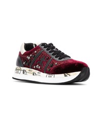 dunkelrote verzierte niedrige Sneakers von Premiata