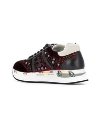 dunkelrote verzierte niedrige Sneakers von Premiata