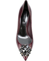 dunkelrote verzierte Pumps von Dolce & Gabbana