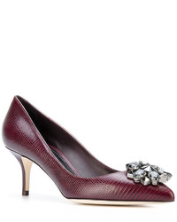 dunkelrote verzierte Pumps von Dolce & Gabbana