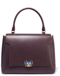 dunkelrote verzierte Shopper Tasche aus Leder von Anya Hindmarch