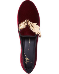 dunkelrote verzierte Slipper von Giuseppe Zanotti