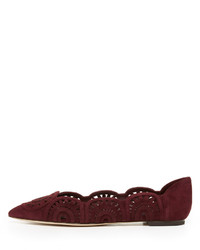 dunkelrote Wildleder Ballerinas mit geometrischem Muster von Tory Burch