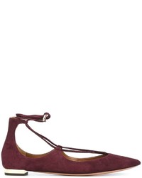 dunkelrote Wildleder Ballerinas von Aquazzura