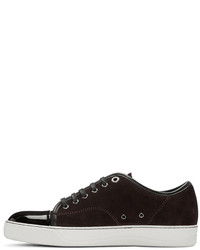 dunkelrote Wildleder niedrige Sneakers von Lanvin