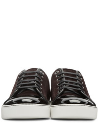 dunkelrote Wildleder niedrige Sneakers von Lanvin