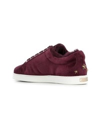 dunkelrote Wildleder niedrige Sneakers von Jimmy Choo