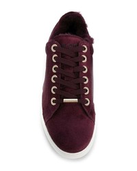 dunkelrote Wildleder niedrige Sneakers von Jimmy Choo