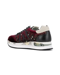 dunkelrote Wildleder niedrige Sneakers von Premiata