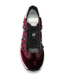 dunkelrote Wildleder niedrige Sneakers von Premiata