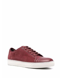 dunkelrote Wildleder niedrige Sneakers von Lanvin