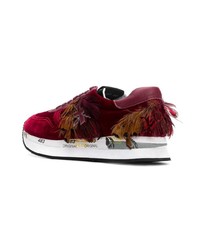 dunkelrote Wildleder niedrige Sneakers von Premiata